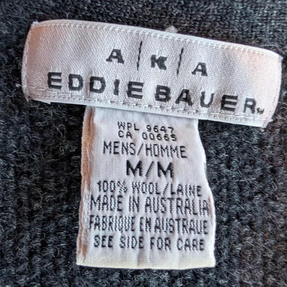 Vintage AKA Eddie Bauer Wool Sweater Vest Made In Australia Charcoal Grey